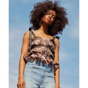 BROCK COLLECTION x H&M Brown Floral w/Ribbon Tie Straps